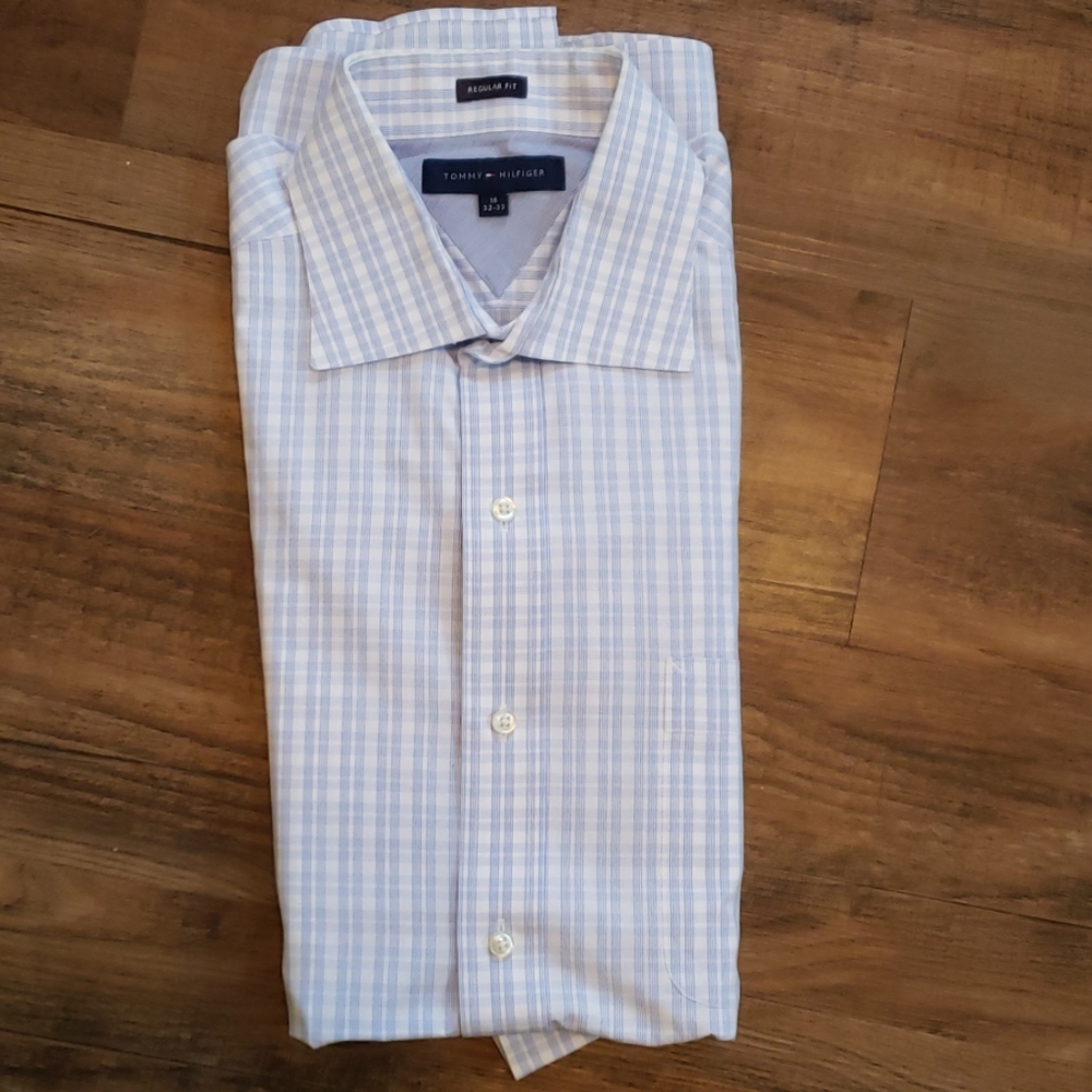 New Tommy Hilfiger cotton dress shirt LS 16/32-33